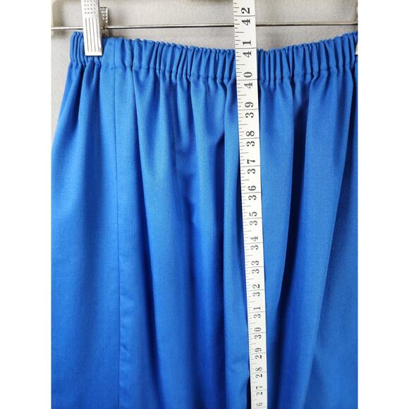 Whimsical Blue Skirt with Appliqué Cityscape Hem, Gathered Waist, Artistic Urban - Picture 7 of 7